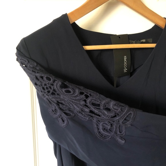 Navy Lace Long Sleeve Romper - Picture 4 of 10